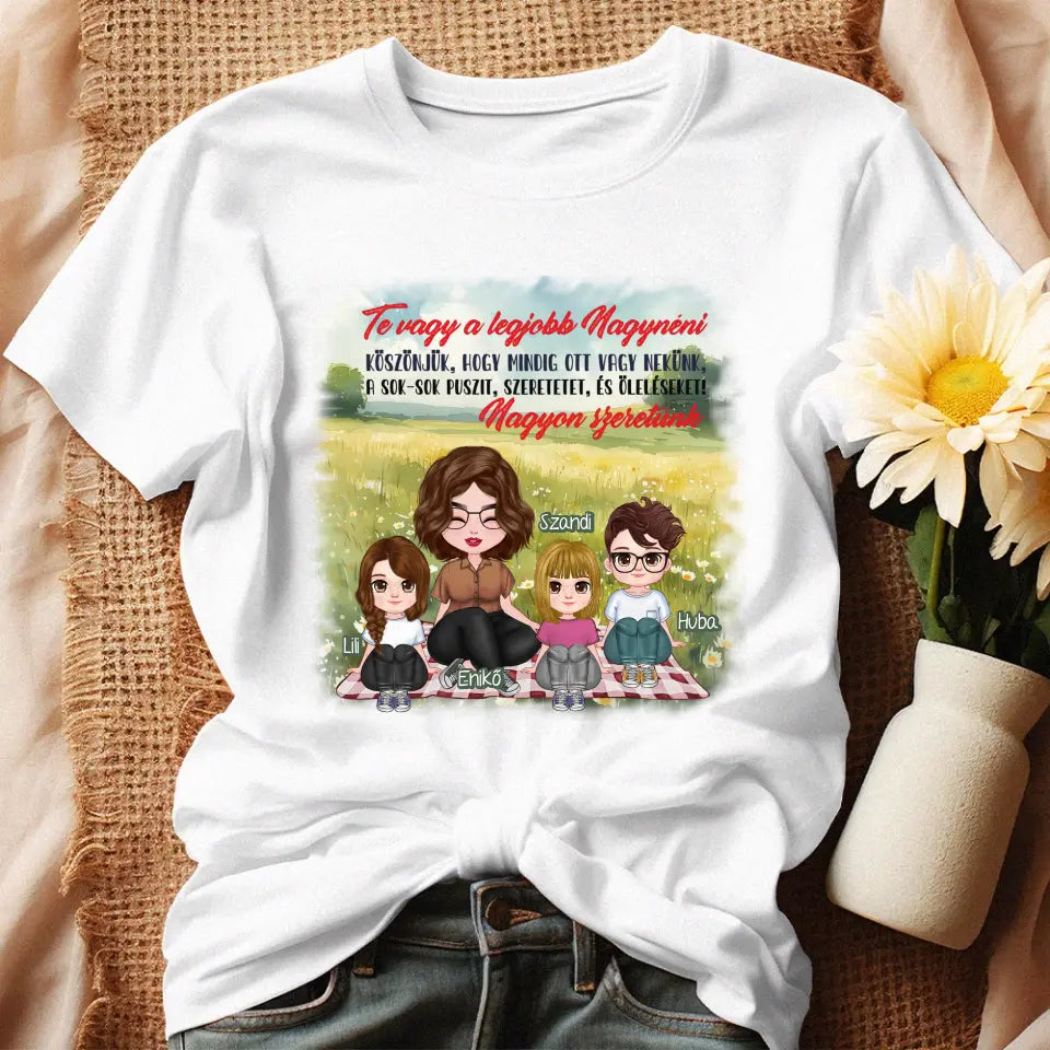 Egyedi ajándék nagynéniknek - Szerkeszthető karakteres Te vagy a legjobb Nagynéni póló