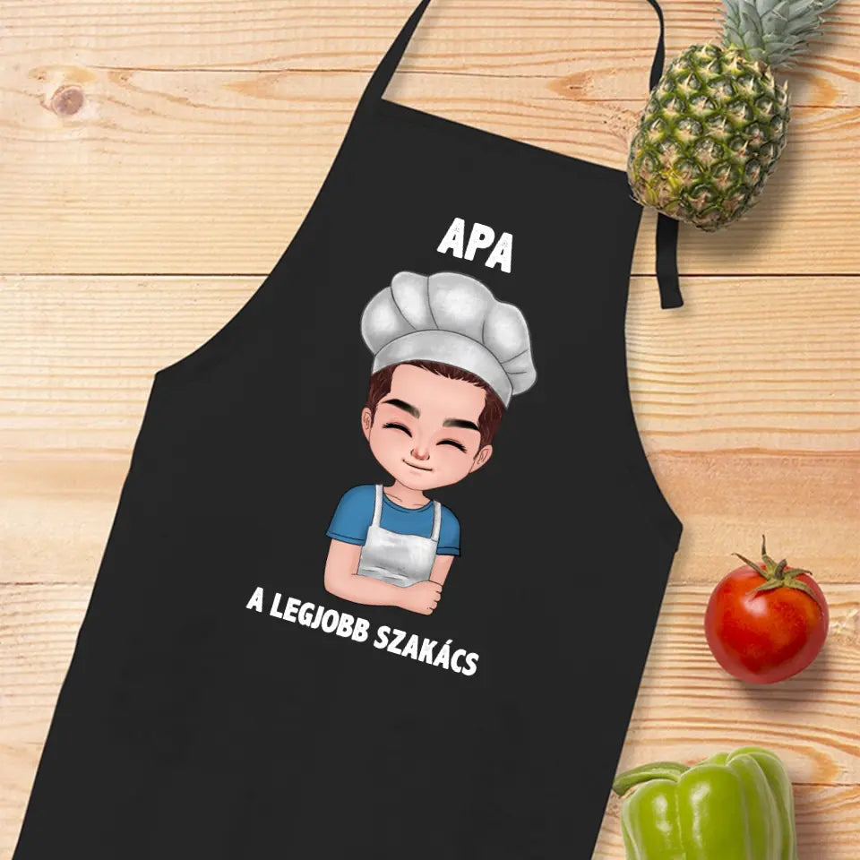 Cuki karakteres chef férfi fekete kötény