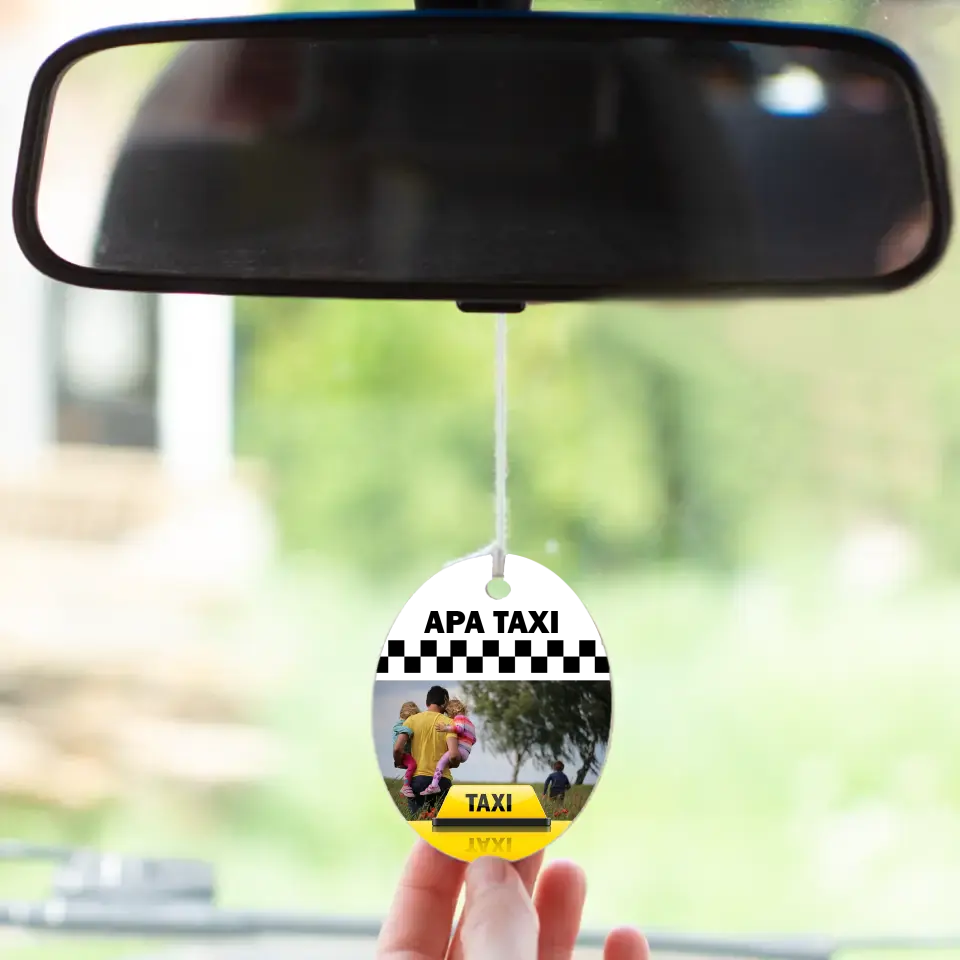 Apa taxi egyedi fényképes ovális visszapillantó dísz apák napi ajándék autóba