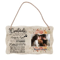 Családi szabályok egyedi fényképes ajtódísz - Az otthon az a hely