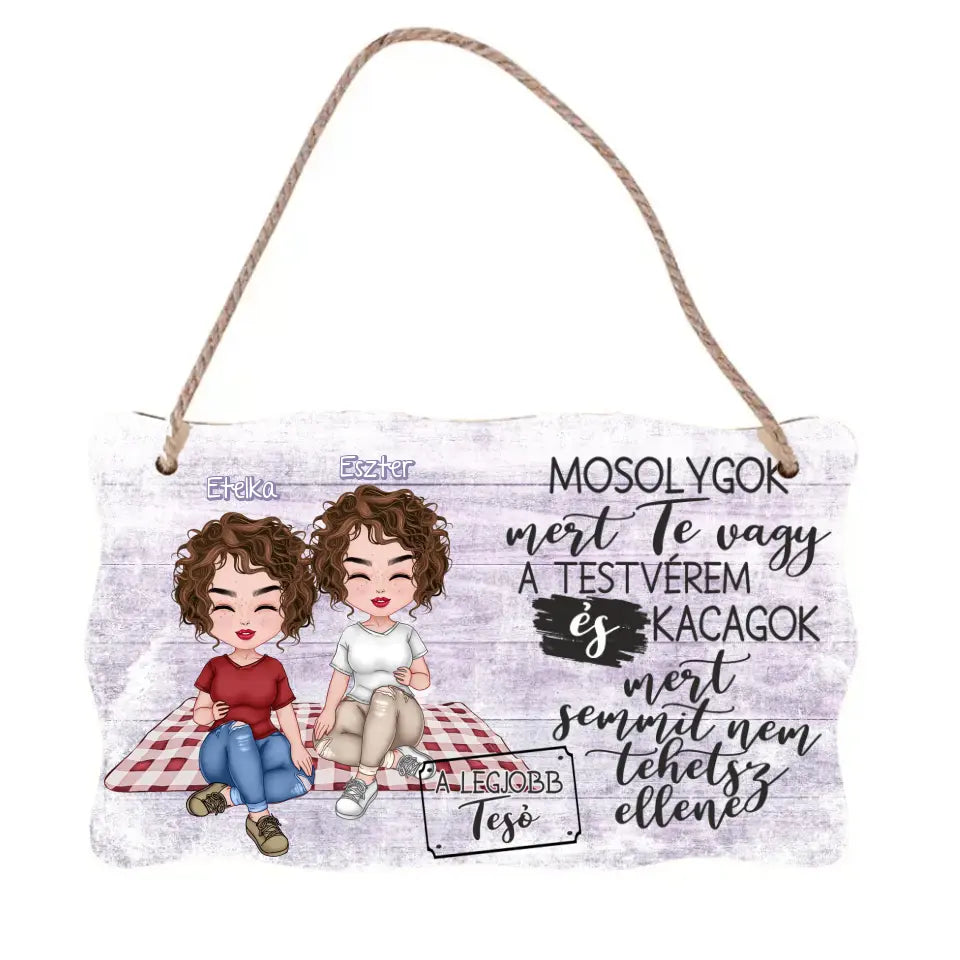 Egyedi ajtódísz fali dekor tábla - a legjobb tesók