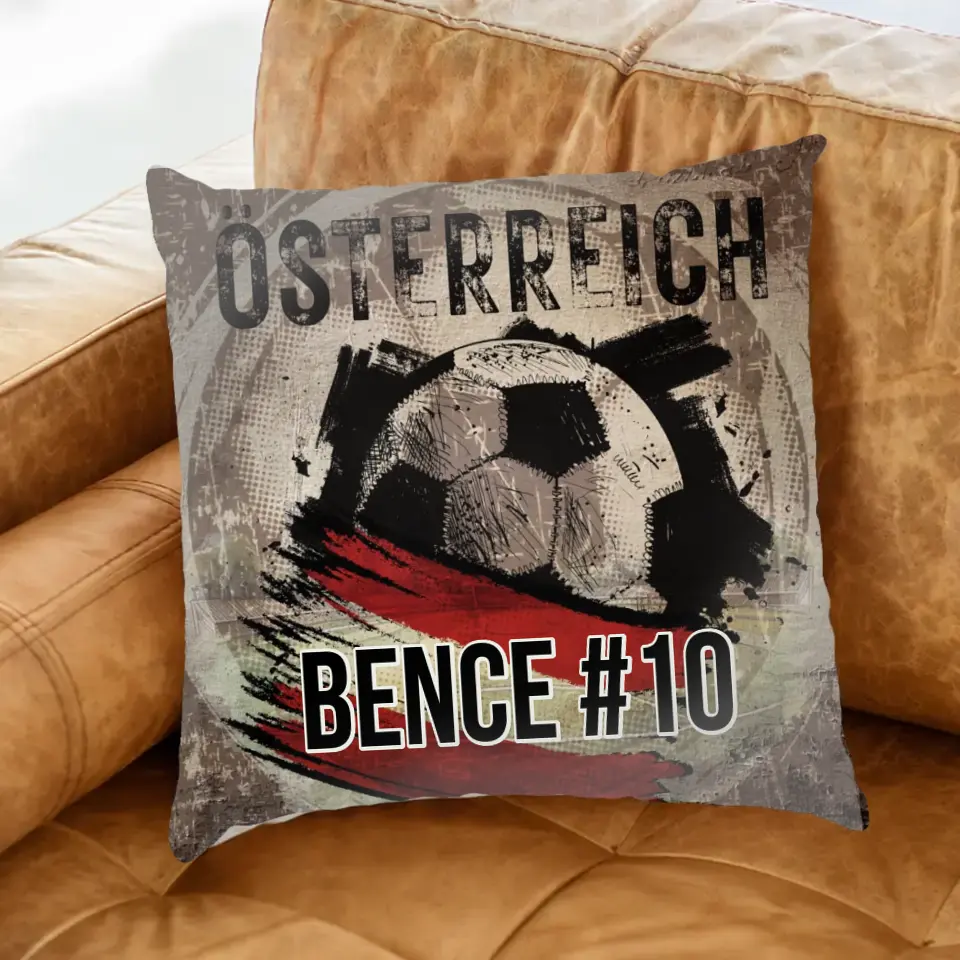 EB 2024 Ausztria focis ajándék párna - egyedi névvel