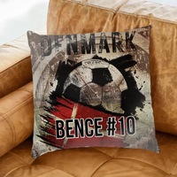 EB 2024 Dánia focis ajándék párna - egyedi névvel