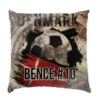 EB 2024 Dánia focis ajándék párna - egyedi névvel