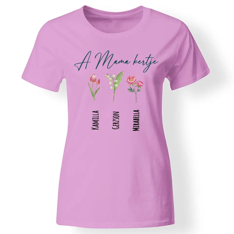 A Mama kertje szerkeszthető, egyedi neves póló Nagymamáknak