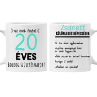 Egyedi születésnapi bögre 20. születésnapra