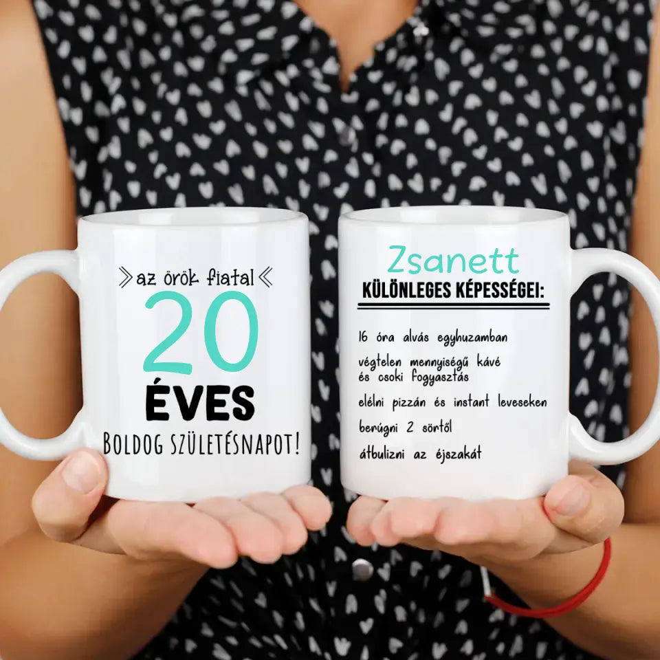Egyedi születésnapi bögre 20. születésnapra