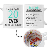 Egyedi születésnapi bögre 20. születésnapra