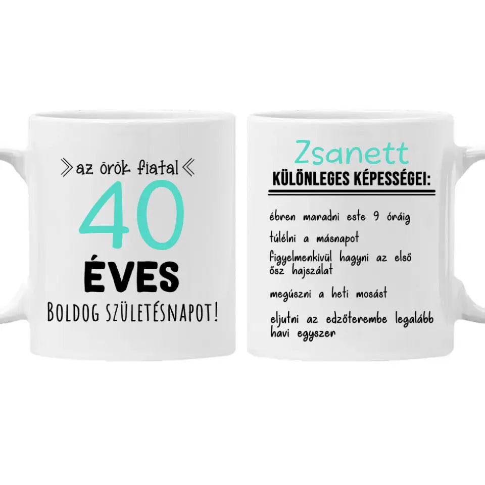 Egyedi születésnapi bögre 40. születésnapra