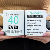 Egyedi születésnapi bögre 40. születésnapra