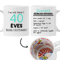 Egyedi születésnapi bögre 40. születésnapra