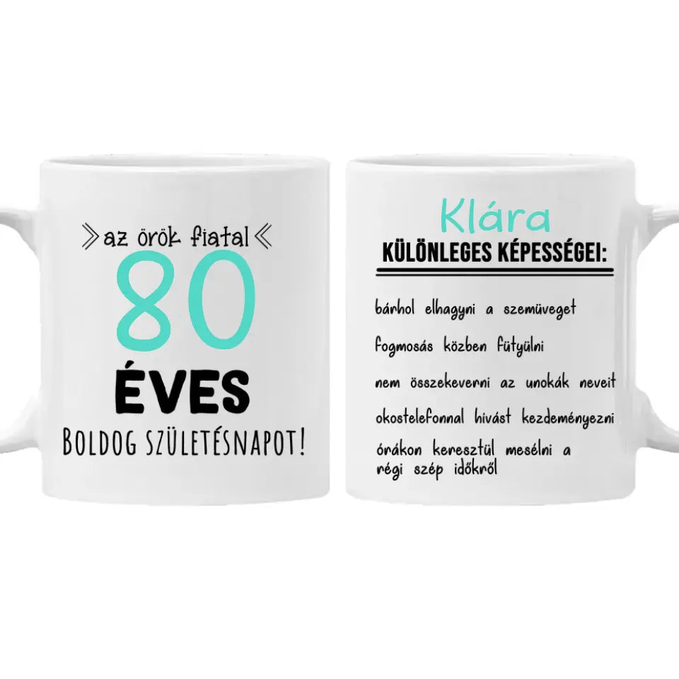 Egyedi születésnapi bögre 80. születésnapra
