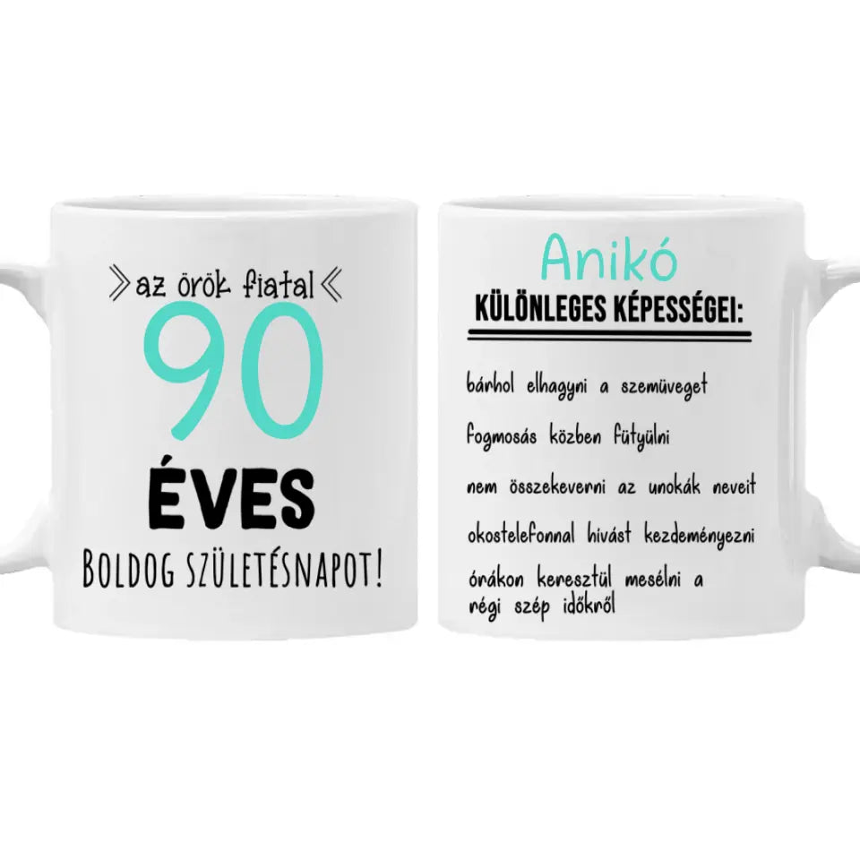 Egyedi születésnapi bögre 90. születésnapra