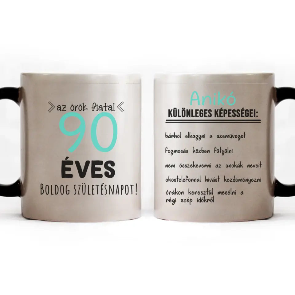 Egyedi születésnapi bögre 90. születésnapra