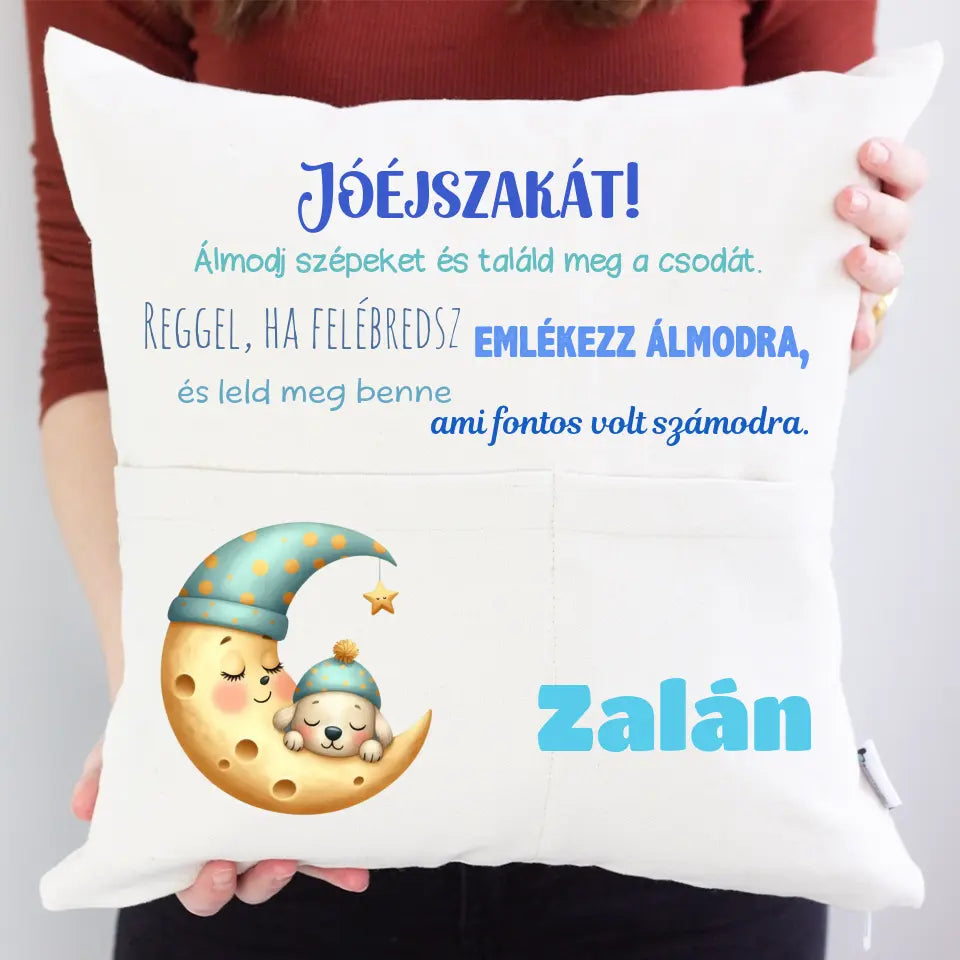 Jóéjszakát párna zsebekkel gyerekeknek állatokkal