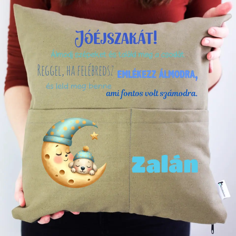 Jóéjszakát párna zsebekkel gyerekeknek állatokkal