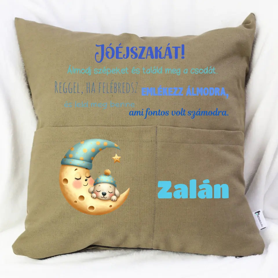 Jóéjszakát párna zsebekkel gyerekeknek állatokkal
