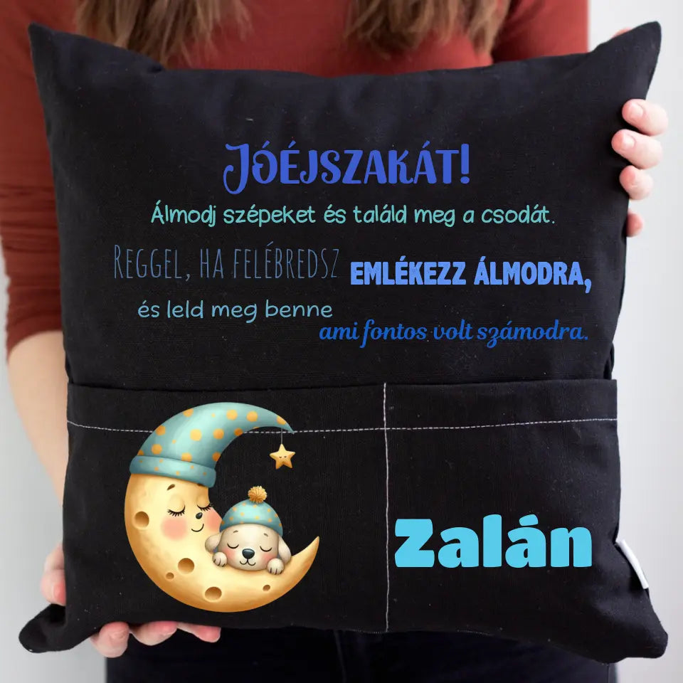 Jóéjszakát párna zsebekkel gyerekeknek állatokkal