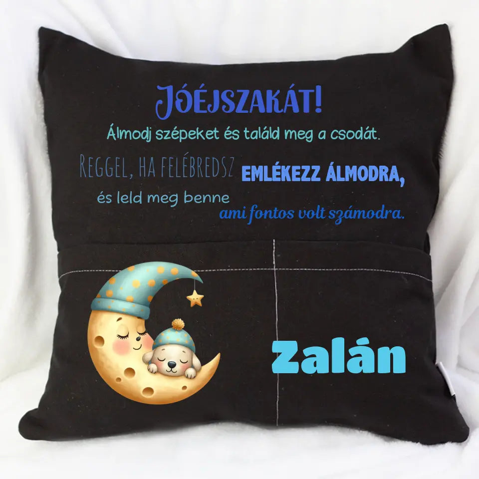 Jóéjszakát párna zsebekkel gyerekeknek állatokkal