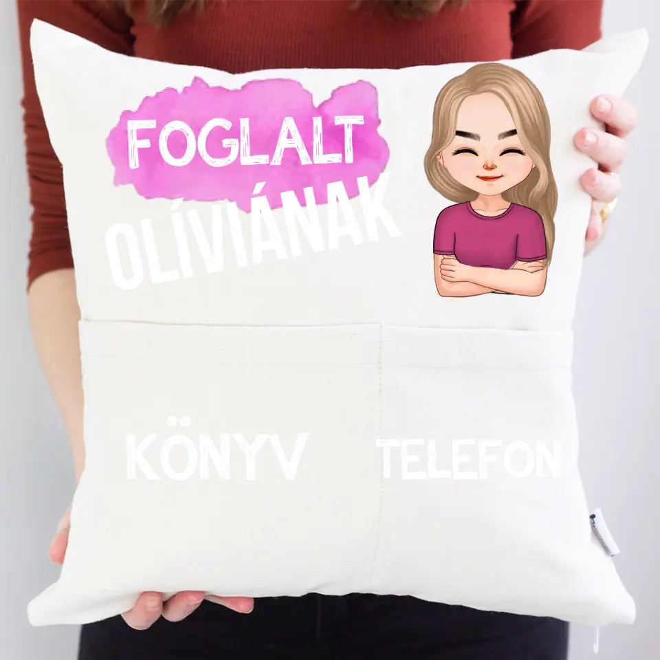 Személyre szabható cuki karakteres zsebes párna Nőknek