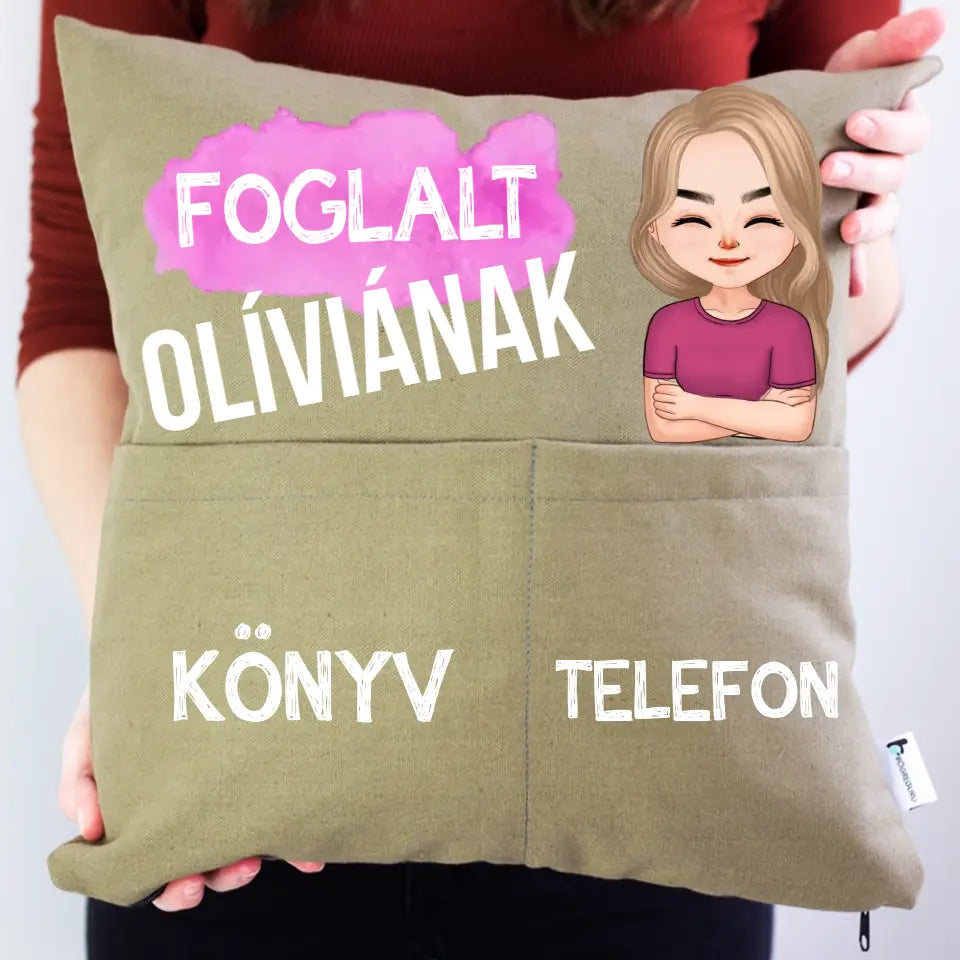 Személyre szabható cuki karakteres zsebes párna Nőknek