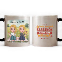 Csukottszemű cuki barátnős egyedi ajándék bögre választható karakterekkel