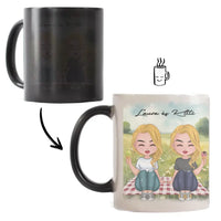 Csukottszemű cuki barátnős egyedi ajándék bögre választható karakterekkel