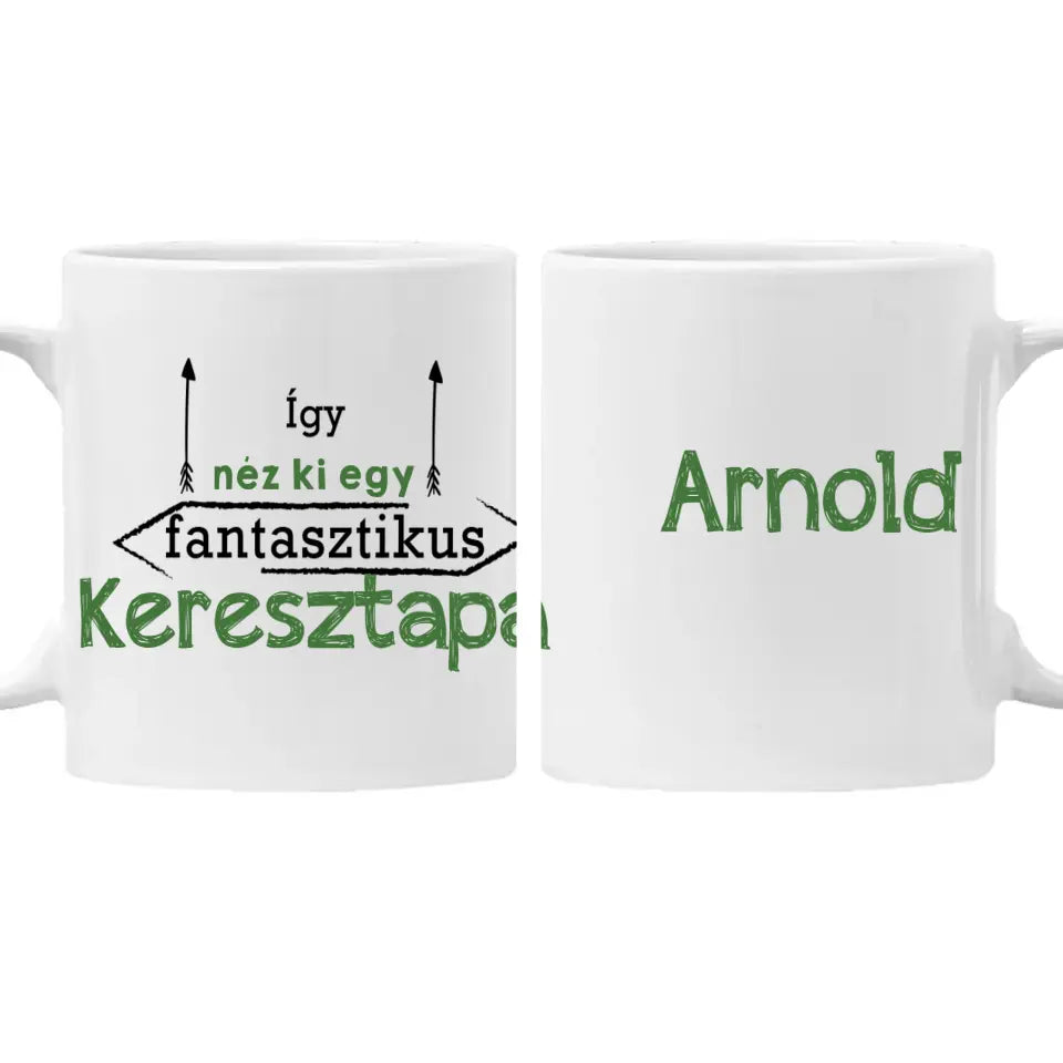 Szerkeszthető ajándék bögre egy fantasztikus Keresztapának