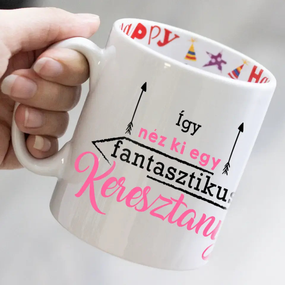 Szerkeszthető ajándék bögre egy fantasztikus Keresztanyának