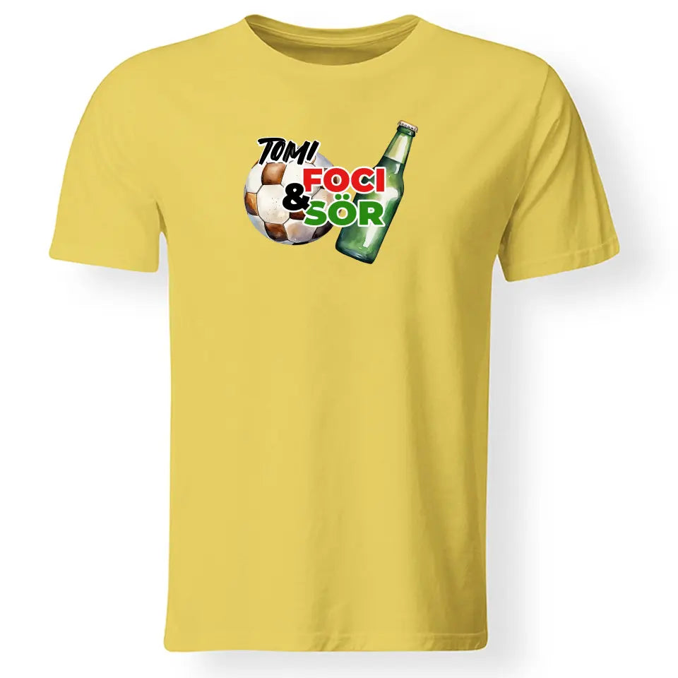 Foci és sör meccsnézős férfi póló