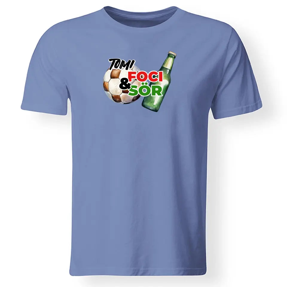 Foci és sör meccsnézős férfi póló