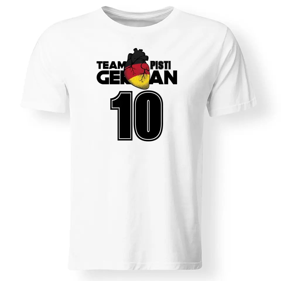 Team mez póló választható országokkal és saját névvel, számmal