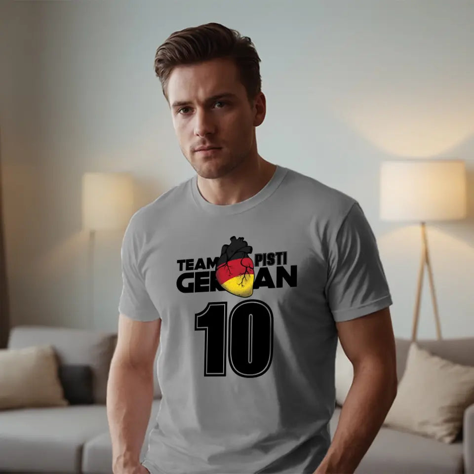 Team mez póló választható országokkal és saját névvel, számmal