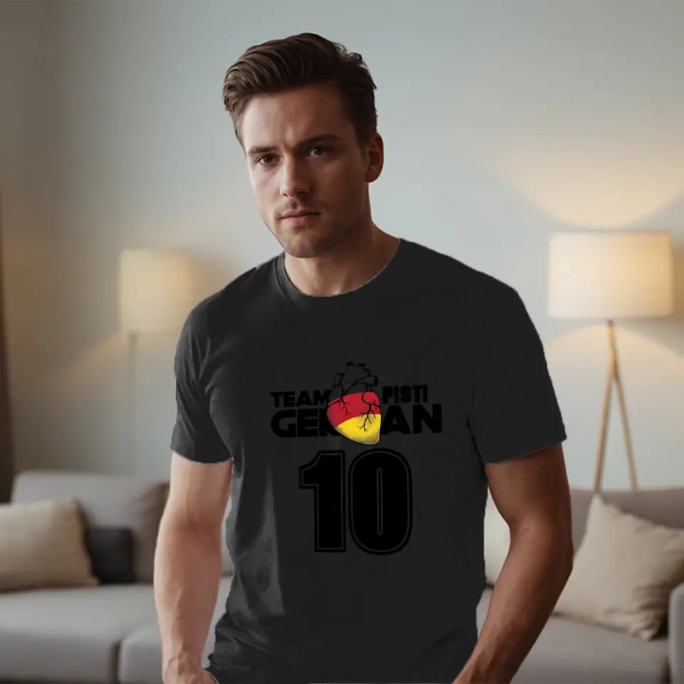 Team mez póló választható országokkal és saját névvel, számmal