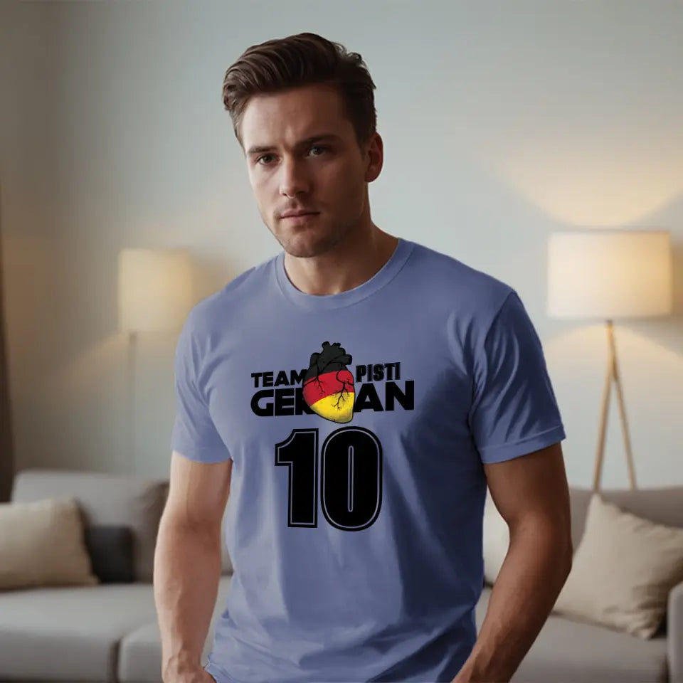 Team mez póló választható országokkal és saját névvel, számmal