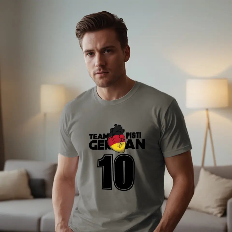 Team mez póló választható országokkal és saját névvel, számmal