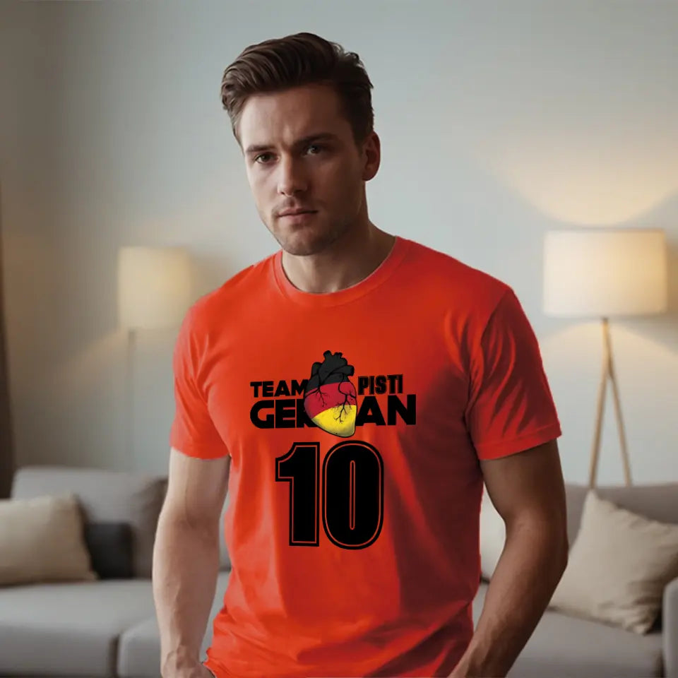 Team mez póló választható országokkal és saját névvel, számmal