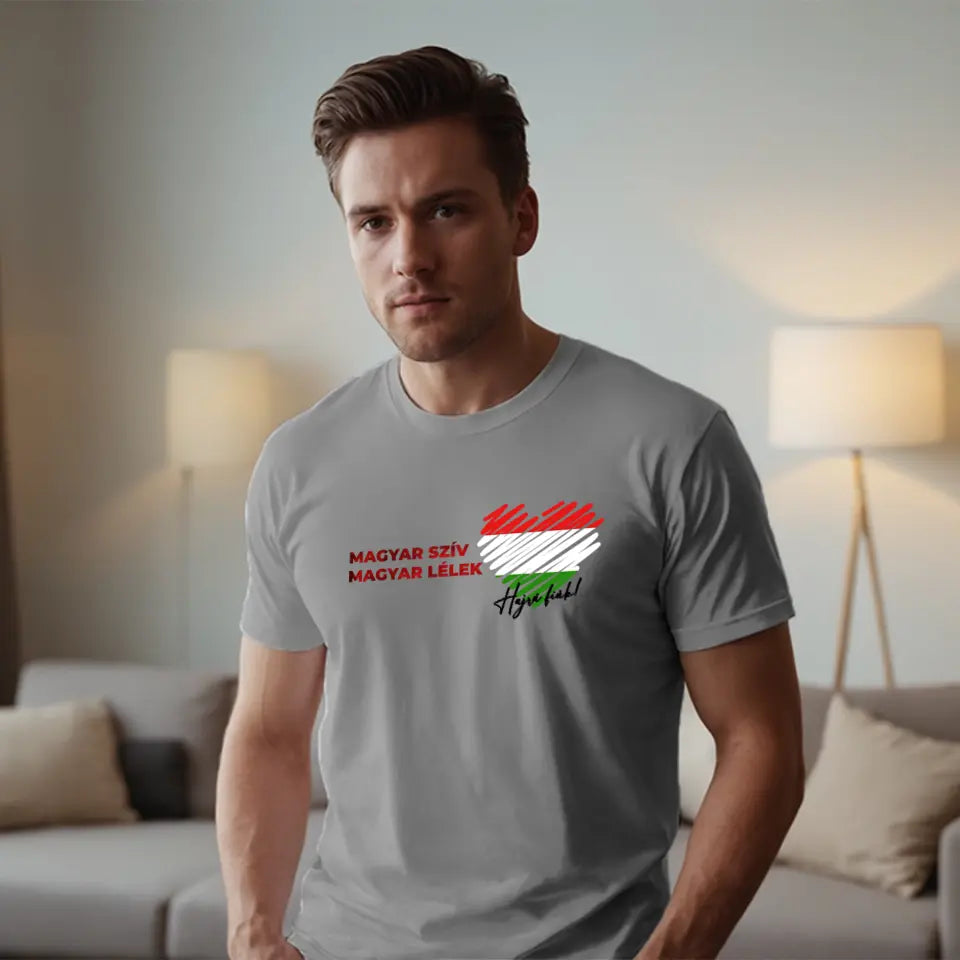 Magyar szív magyar lélek férfi póló szurkolóknak meccsnézős több színben egyedi felirattal