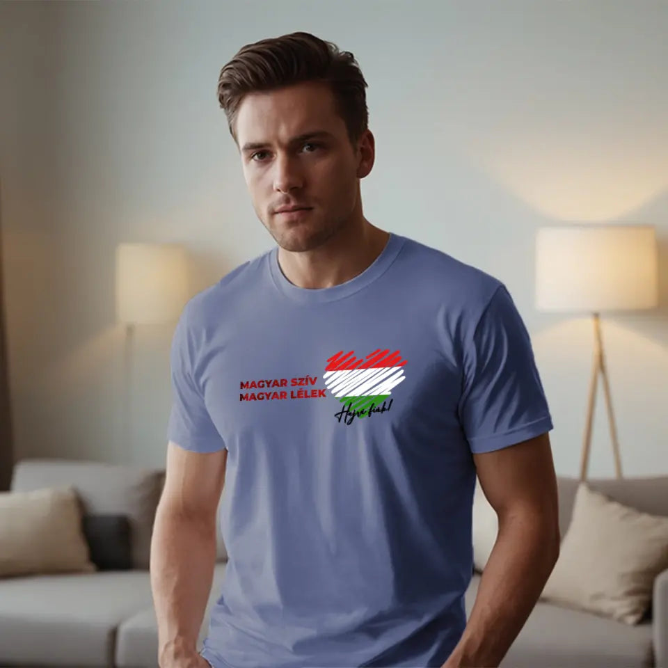 Magyar szív magyar lélek férfi póló szurkolóknak meccsnézős több színben egyedi felirattal