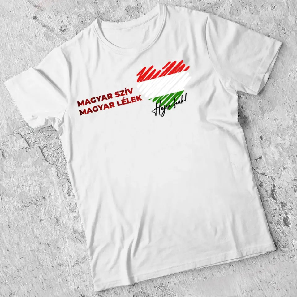 Magyar szív magyar lélek férfi póló szurkolóknak meccsnézős több színben egyedi felirattal
