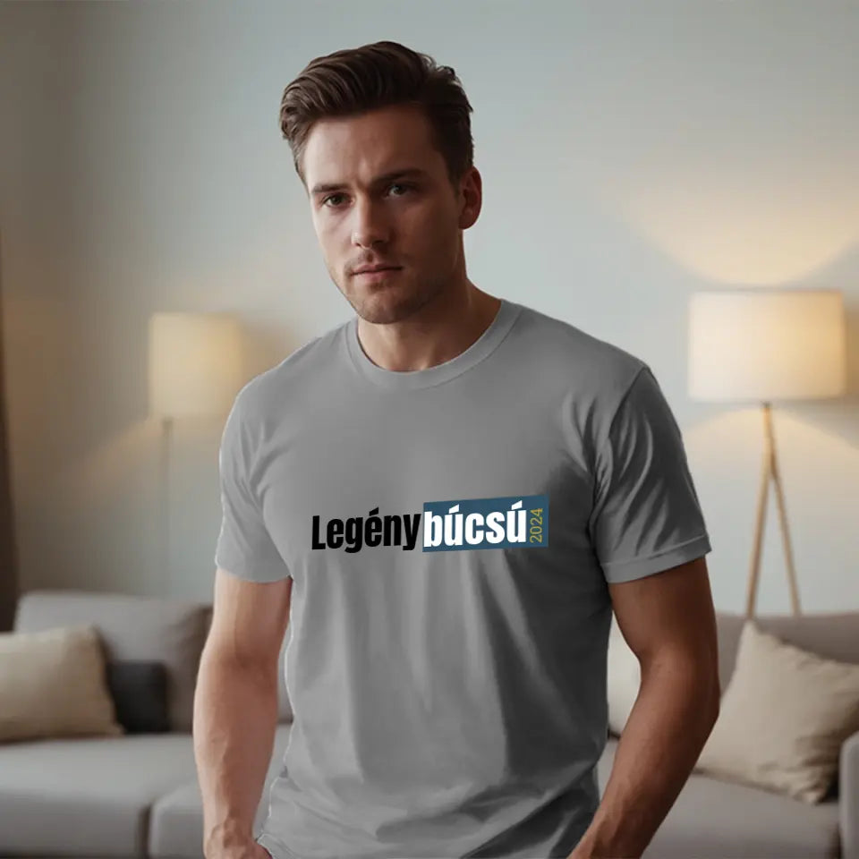 Szerkeszthető Legénybúcsú feliratos póló férfiaknak