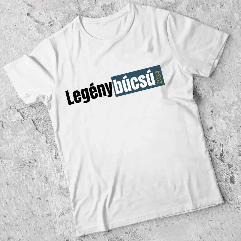 Szerkeszthető Legénybúcsú feliratos póló férfiaknak