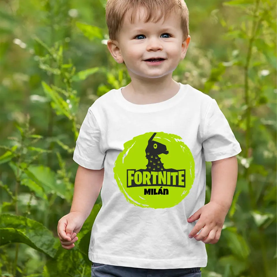 Fortnite láma gyerek póló egyedi névvel