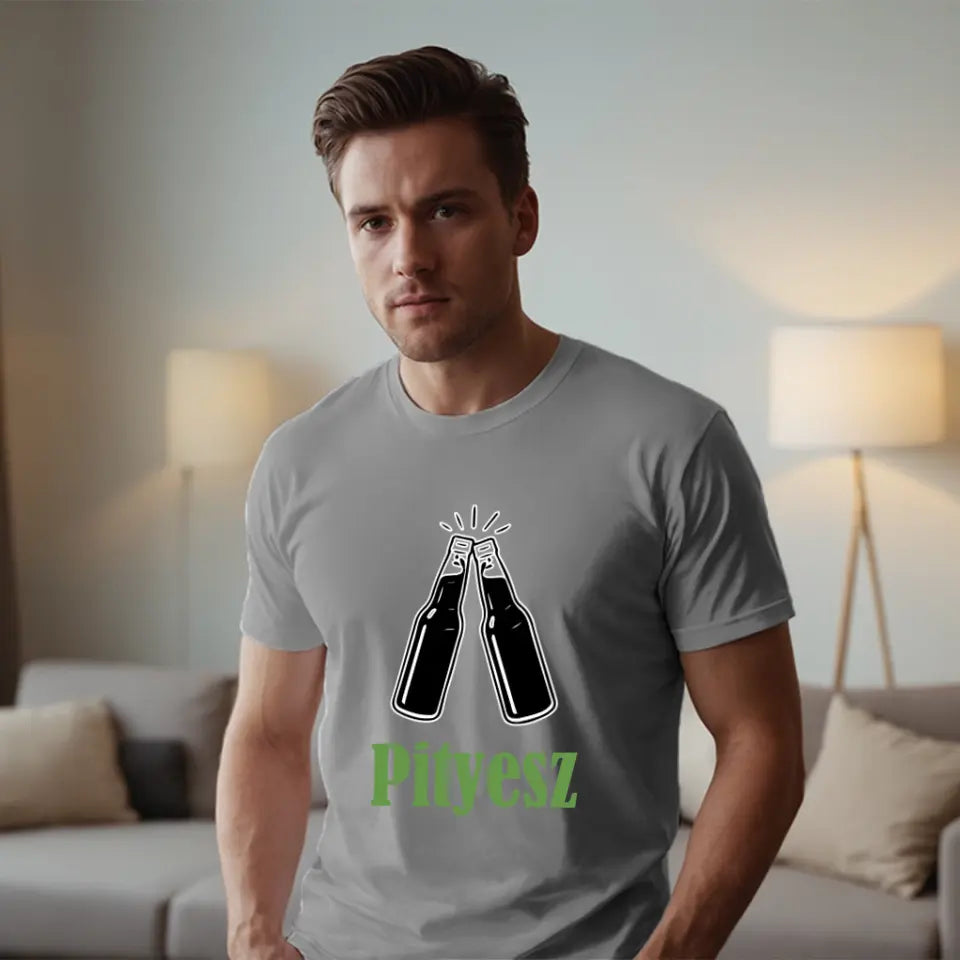 Névre szóló szerkeszthető sörös póló Legénybúcsúra az egész csapatnak