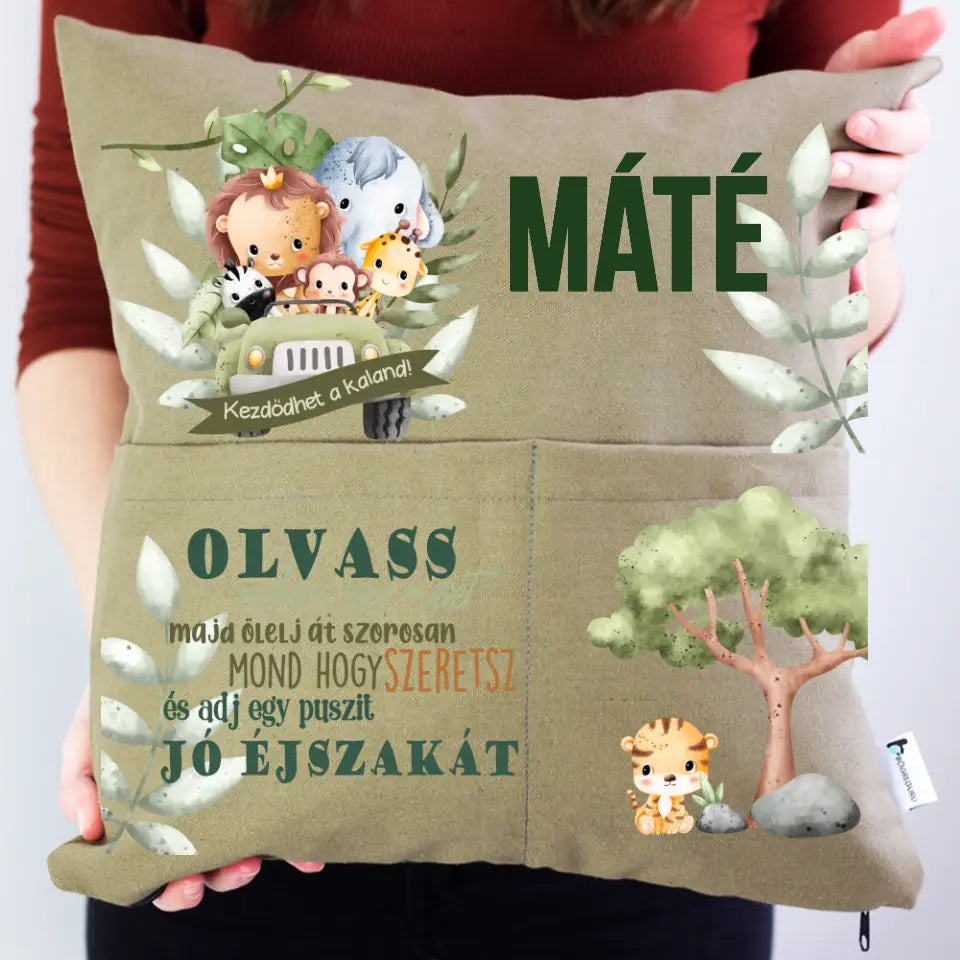 Egyedi neves alvós párna gyerekeknek zsebbel