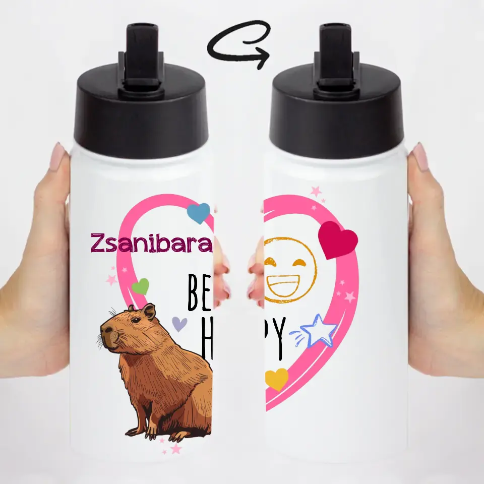 Szerkeszthető feliratos Capybara mintás ajándék kulacs lányoknak