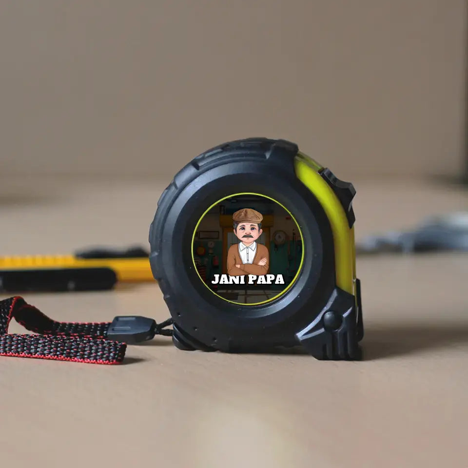 Egyedi mérőszalag szerkeszthető nagypapa karakterrel