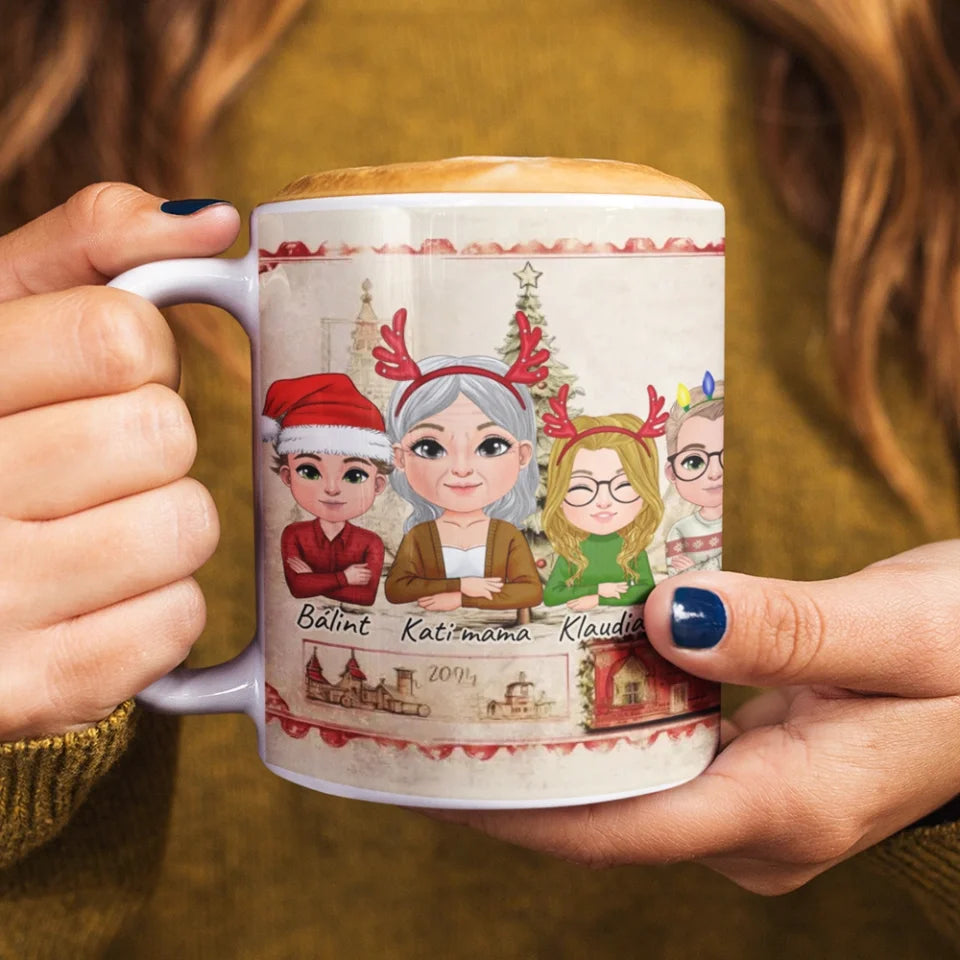 Karácsonyi ajándék Mamás bögre szerkeszthető karakterekkel
