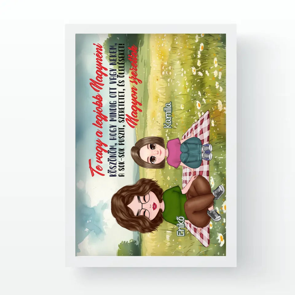 Egyedi ajándék nagynéniknek - Szerkeszthető karakteres Te vagy a legjobb Nagynéni falikép