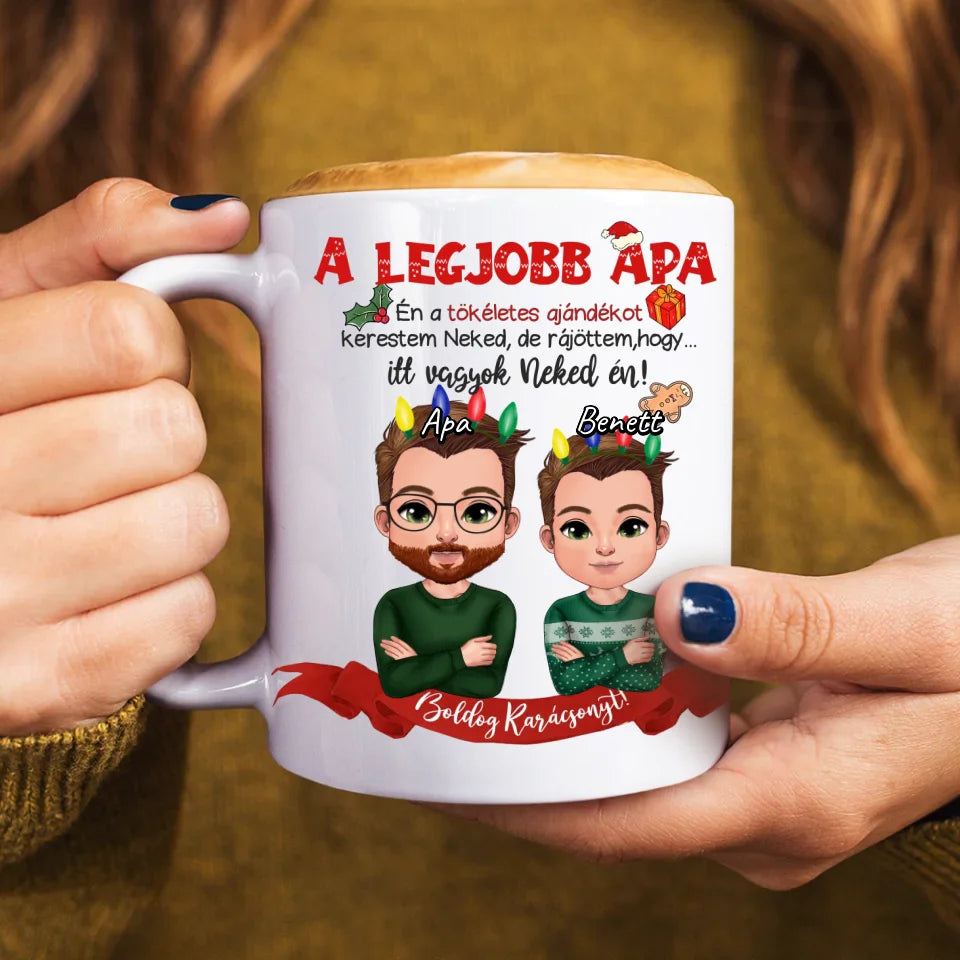 A tökéletes karácsonyi ajándékot kerestem bögre Apa fia karakterekkel